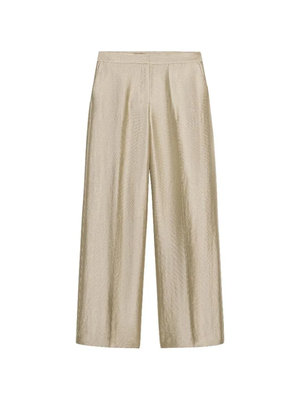 Zara High-Waisted Straight Leg Pant Soft Gold NWT Size S - Picture 3 of 5